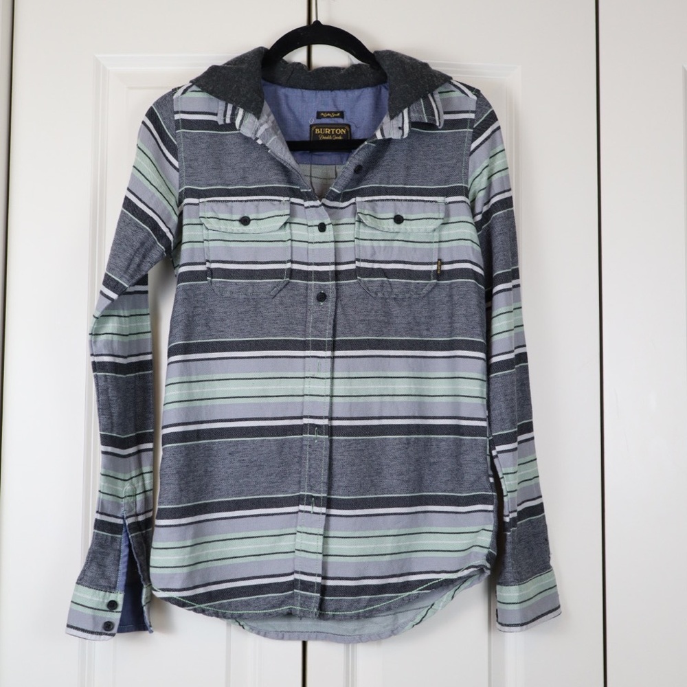 BURTON Button Down Hoodie Striped Size XS